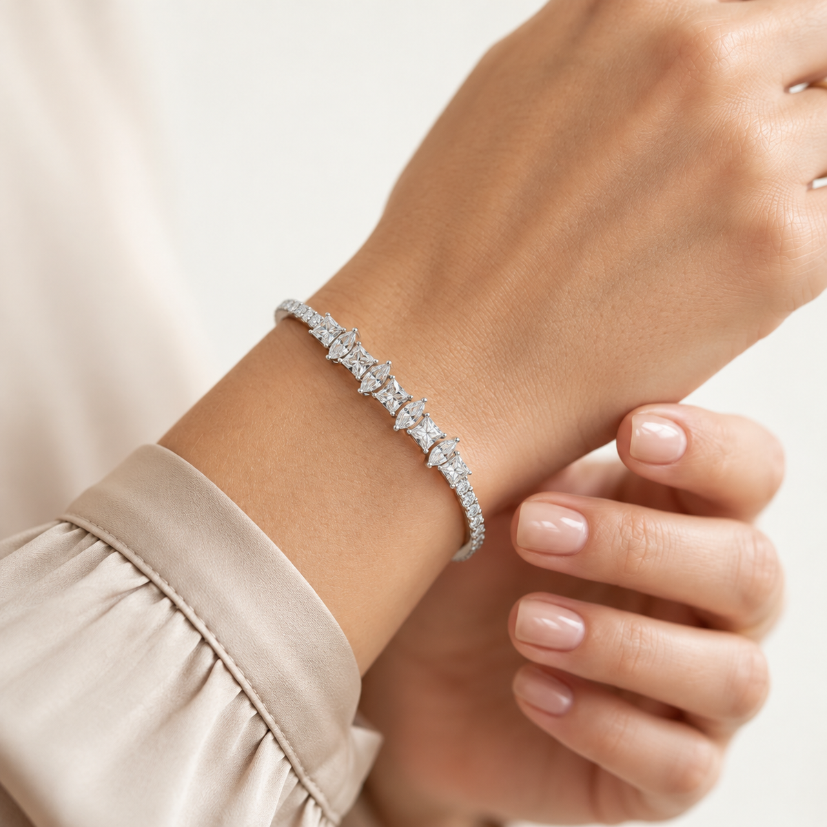 Regal Crystal Statement Bangle Bracelet