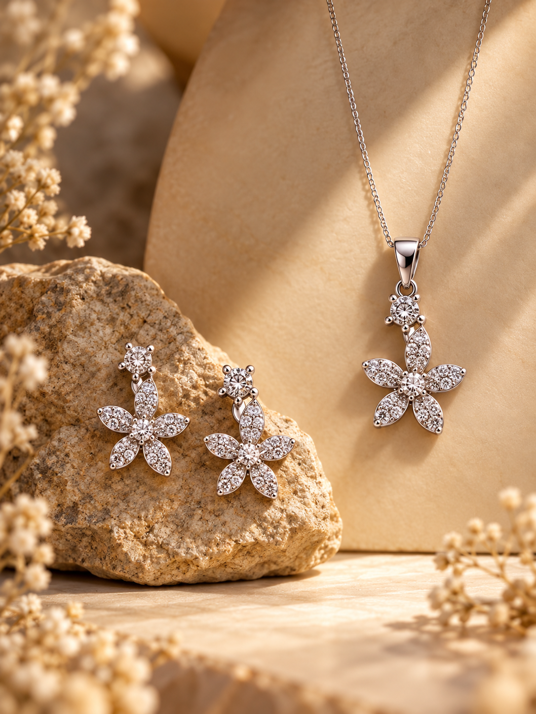 Delicate Flower Pendant Set