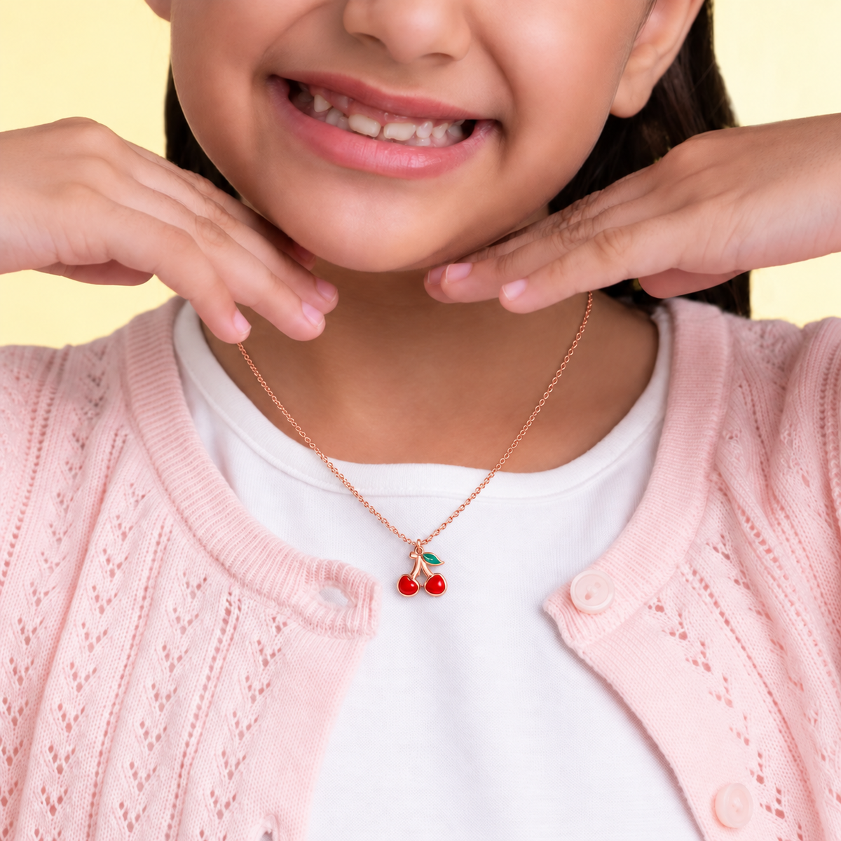 Rose Gold Cherry Charm Necklace