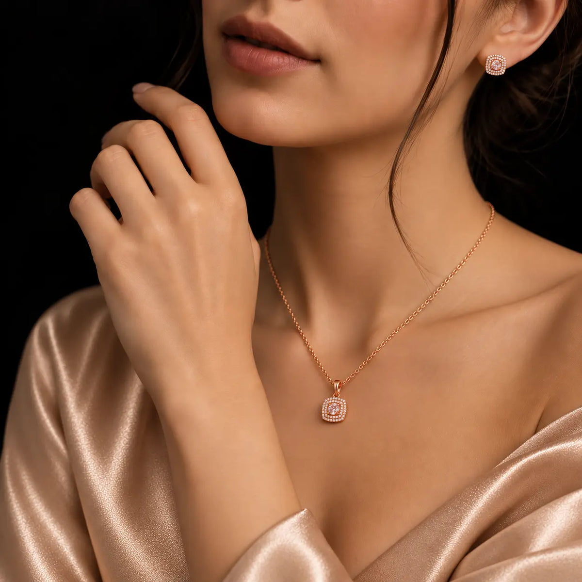 Pink Elora Sparkle Necklace Set