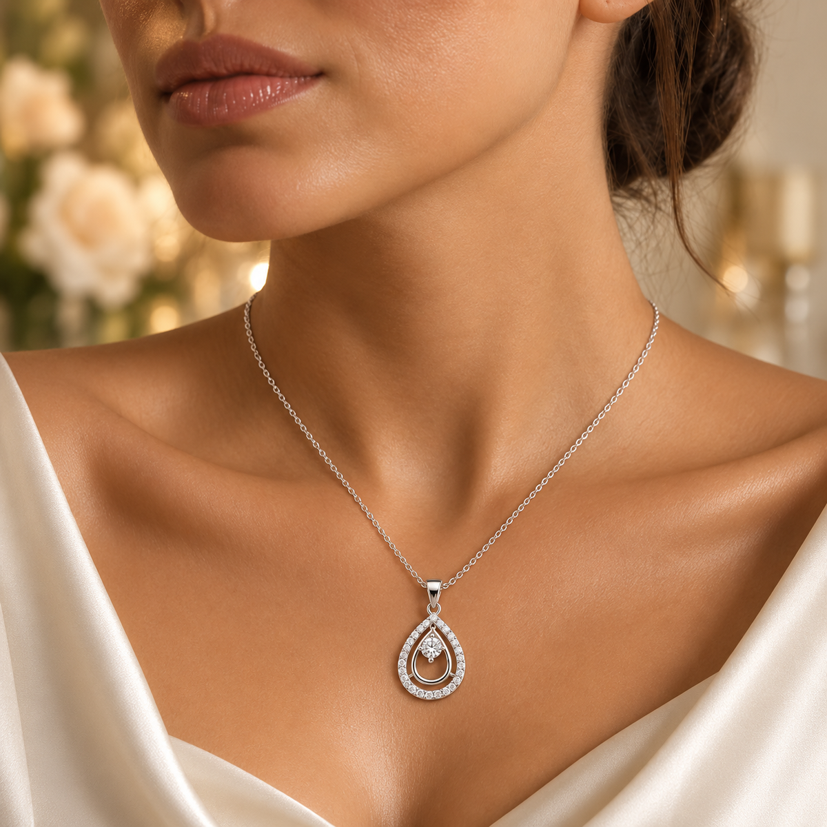Layered Teardrop Pendant Necklace