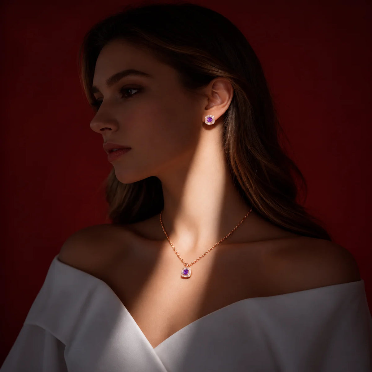 Purple Elora Sparkle Necklace Set