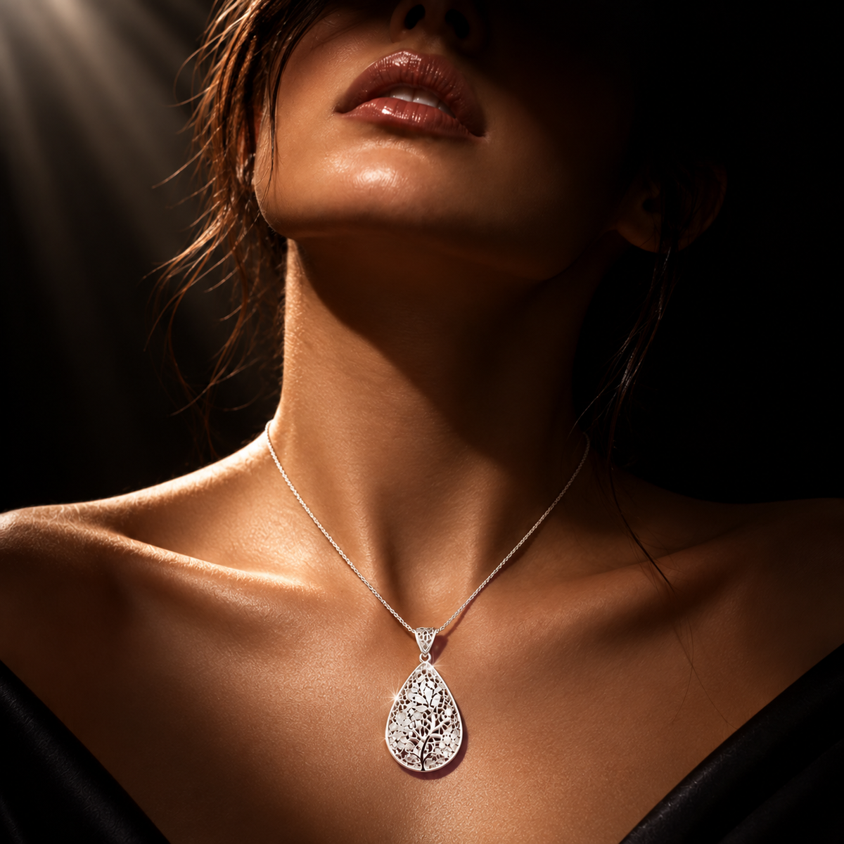 Silver Leaf Tree Pendant
