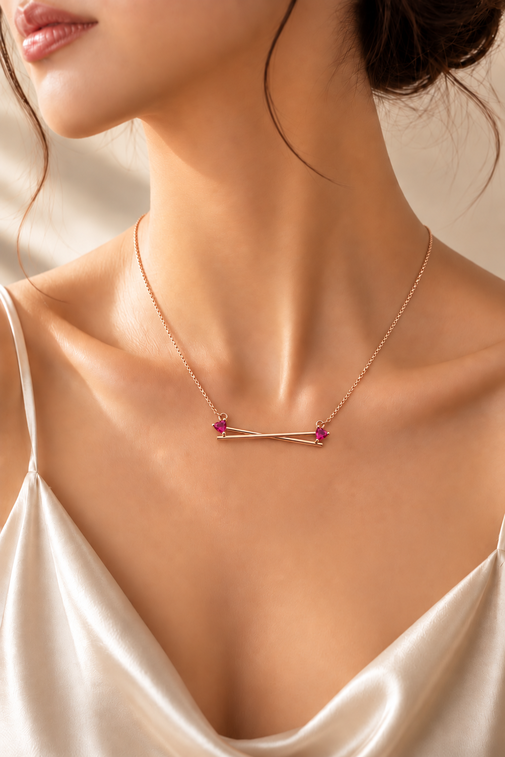 Double Heart Love Pendant Necklace