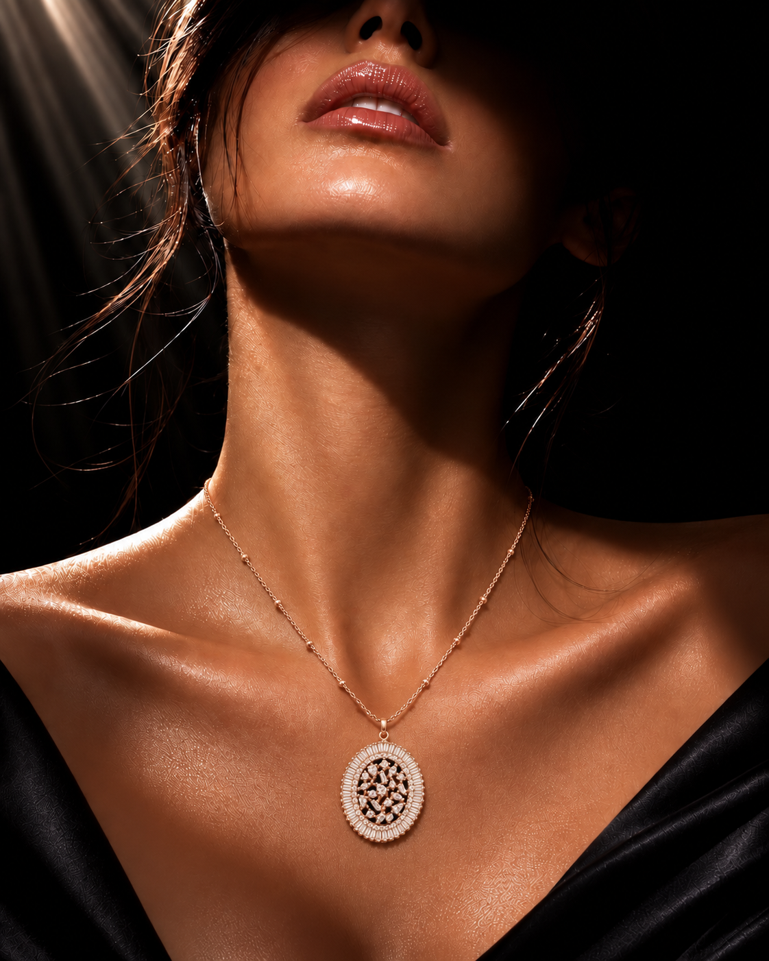 Elegant Oval Zircon Pendant Necklace