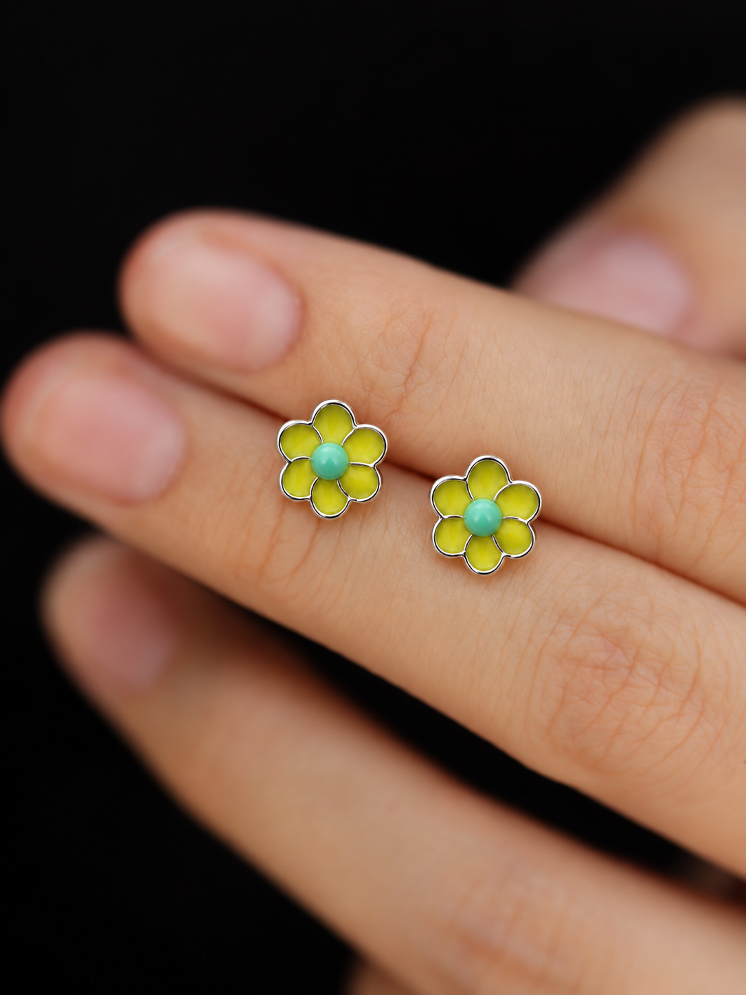 Yellow Flower Stud Earrings