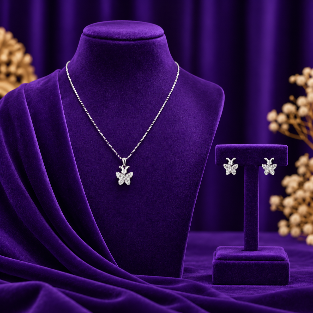 Butterfly Charm Pendant Set