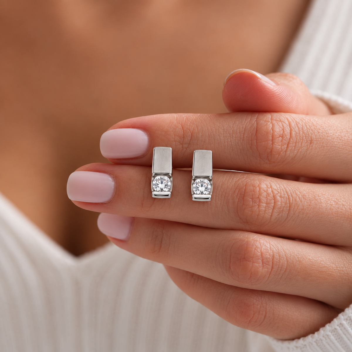 Silver Sparkle Stud Earrings