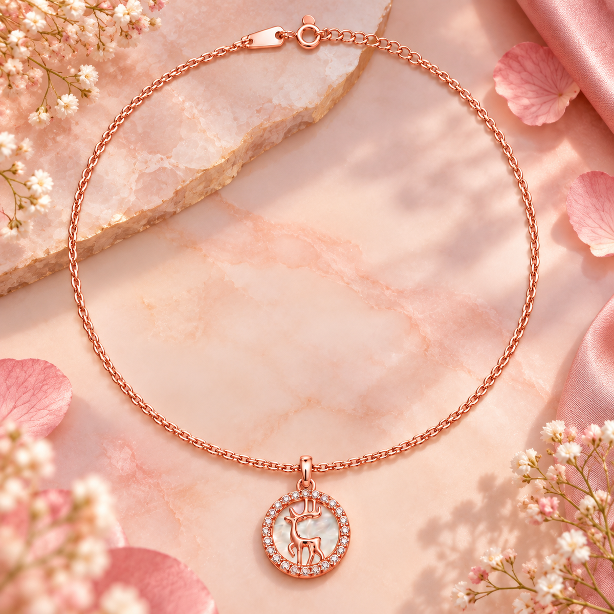 Rose Gold Deer Pendant Necklace