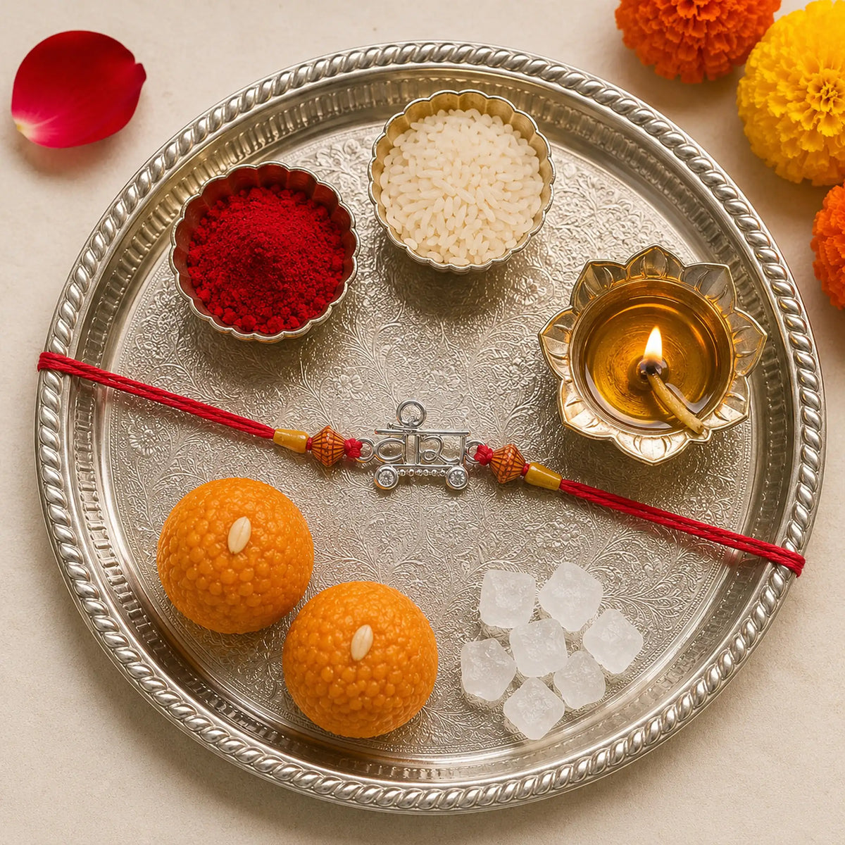 Twinklitz Traditional Veera Sterling Silver Rakhi