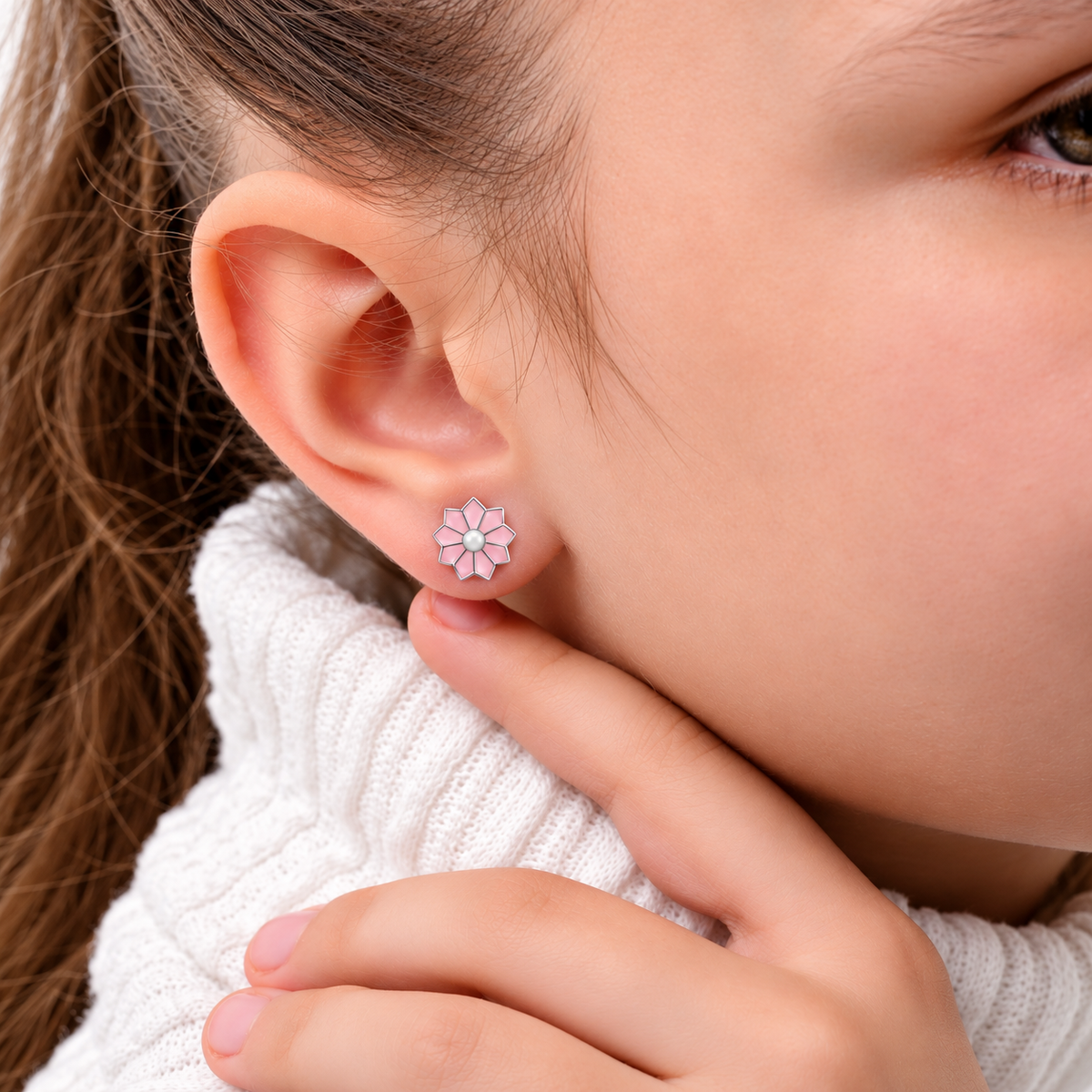 Pink Daisy Stud Earrings
