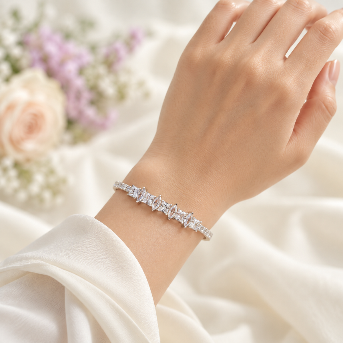 Regal Crystal Statement Bangle Bracelet