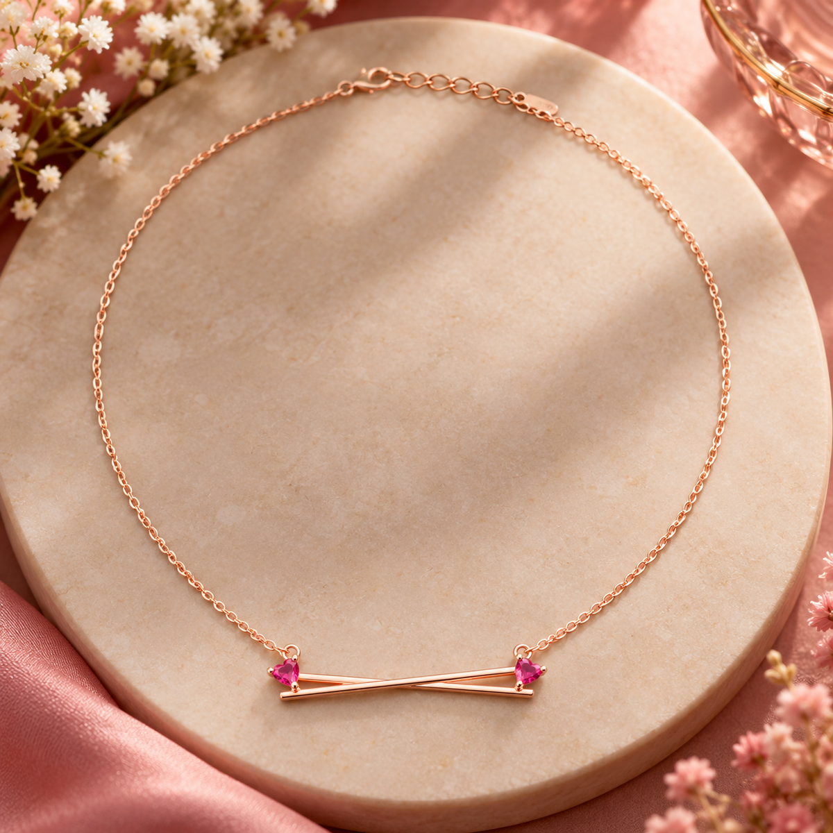 Double Heart Love Pendant Necklace