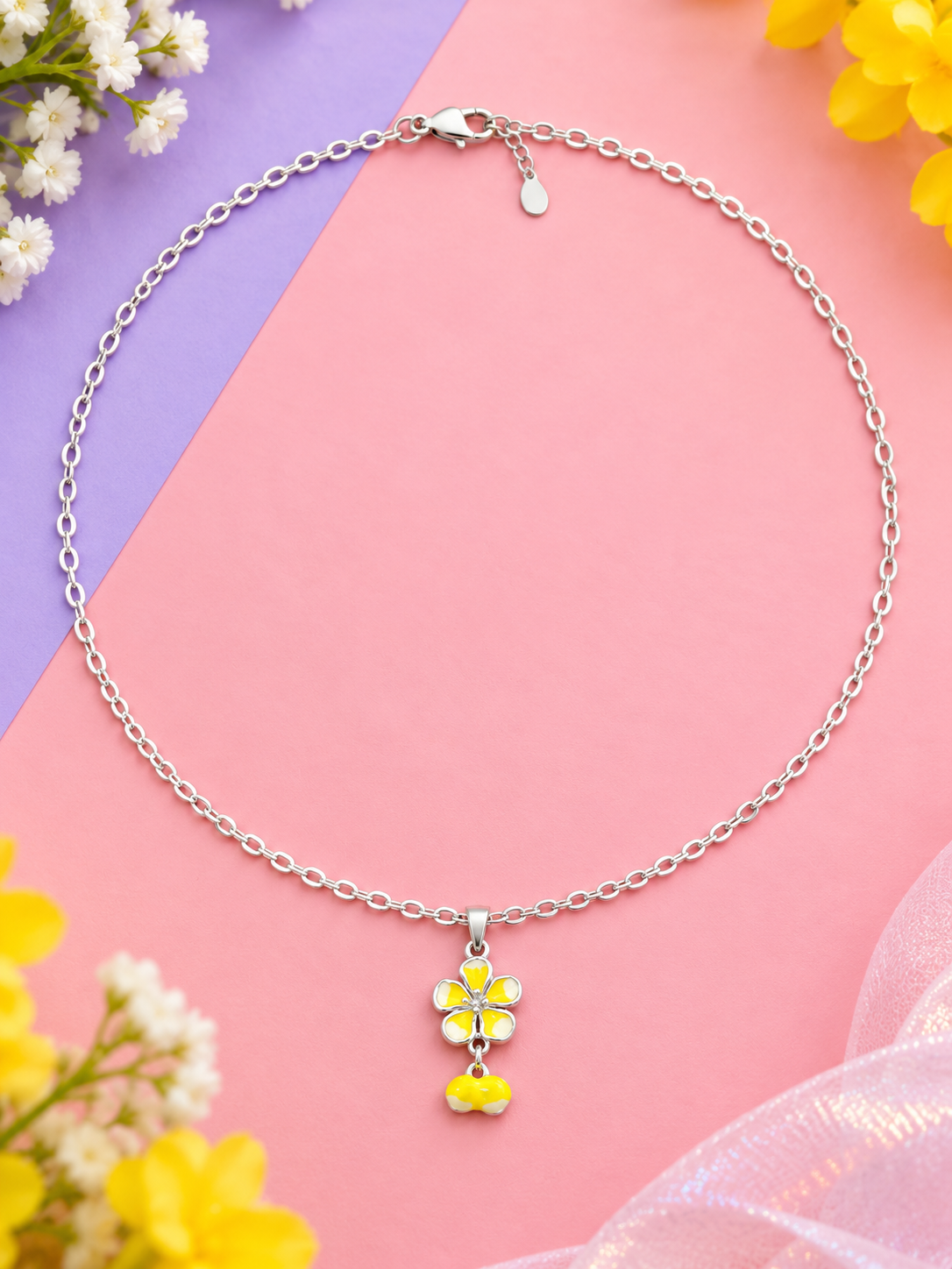 Yellow Flower Pendant Necklace