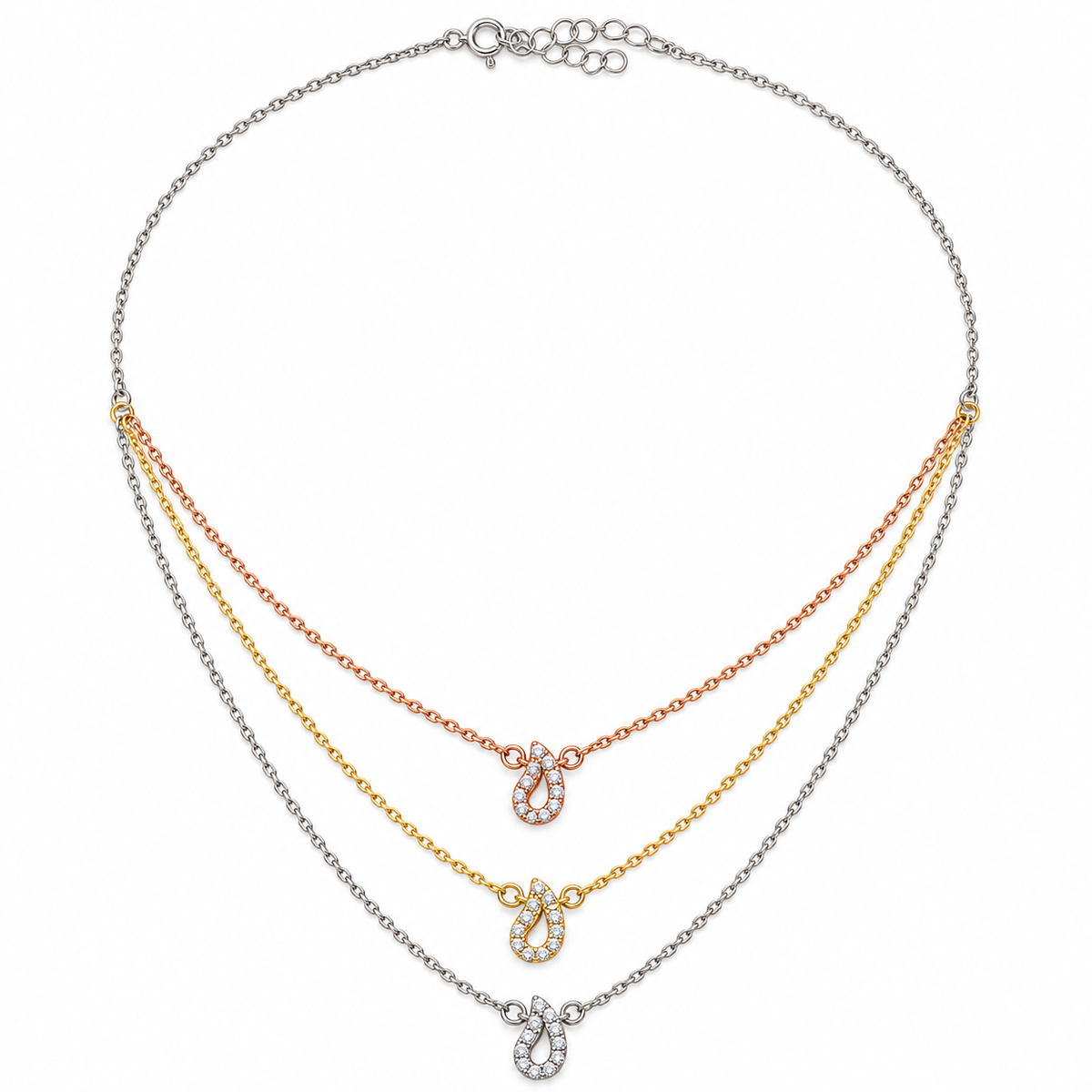 Three Tone Layered Necklace