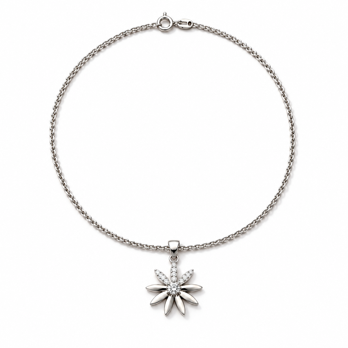 Silver Floral Pendant Necklace