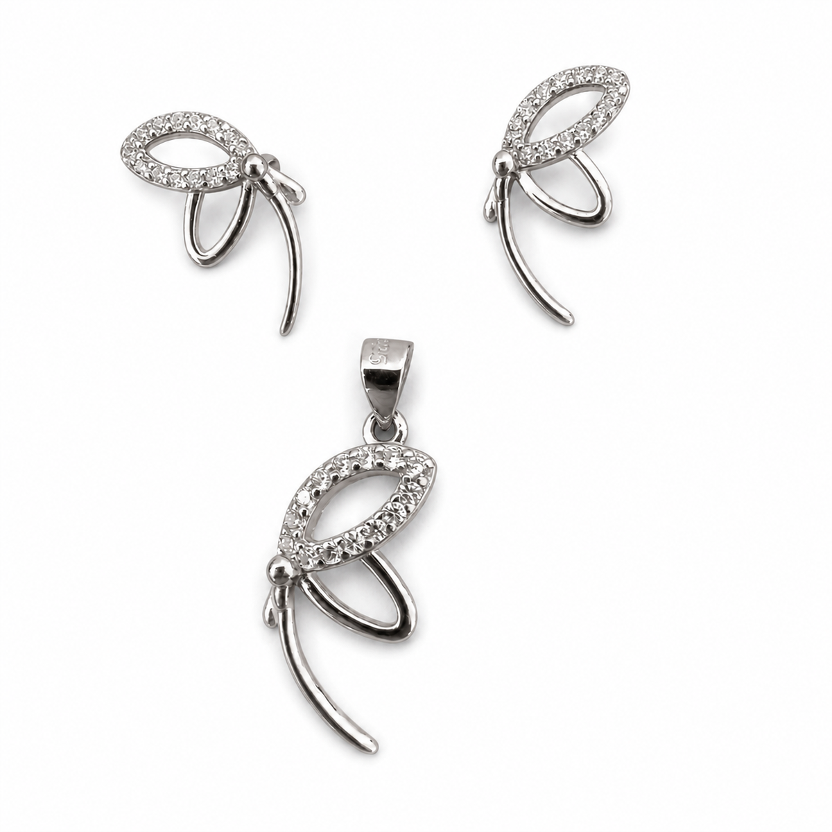 Elegant Half Butterfly Pendant Set