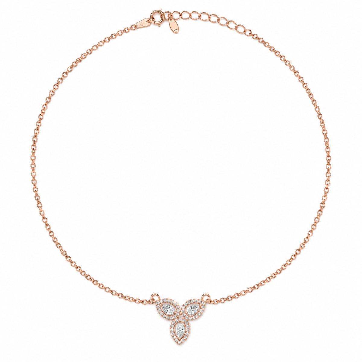 Rose Gold Trinity Crystal Necklace