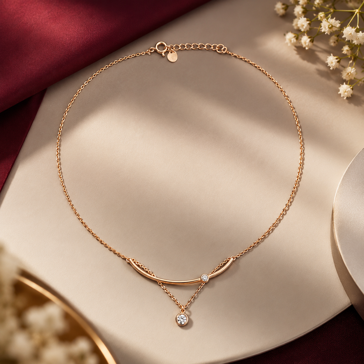 Rose Gold Layered Zircon Necklace