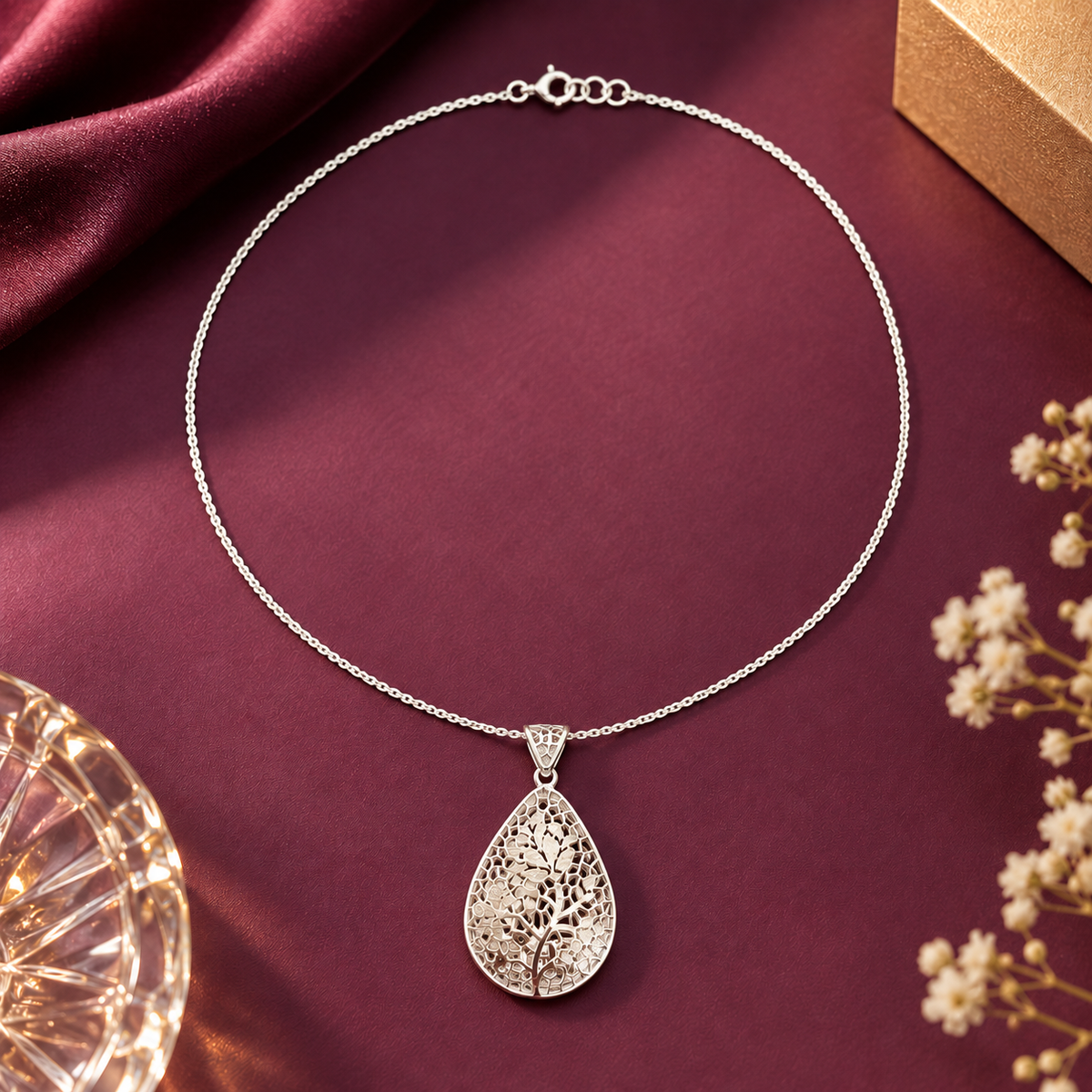 Silver Leaf Tree Pendant