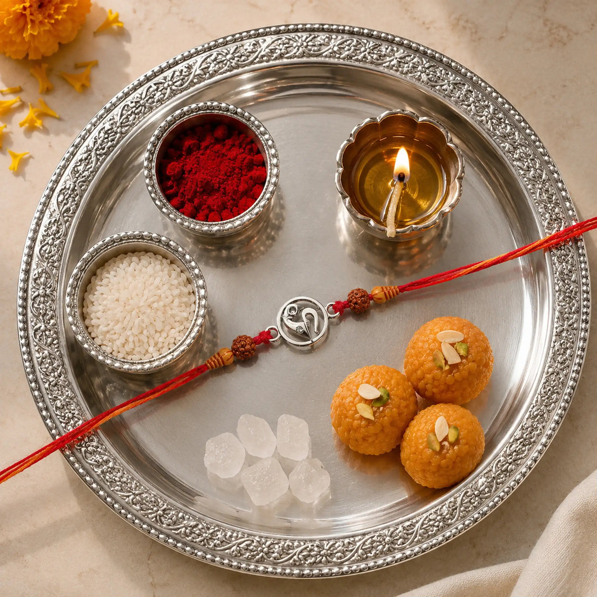 Twinklitz Sterling Silver Modern Motif Rakhi