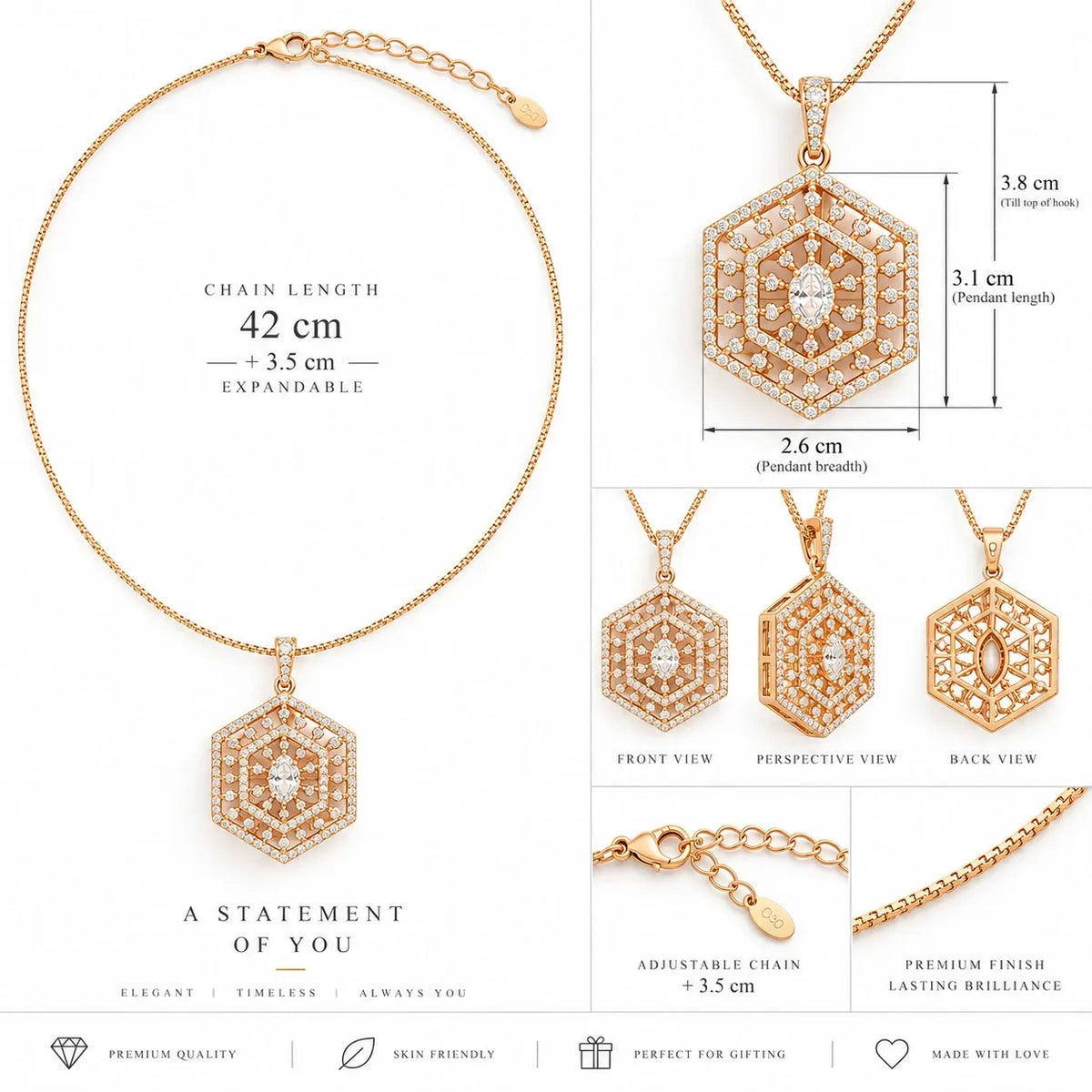 Radiant Hexagon Necklace Set
