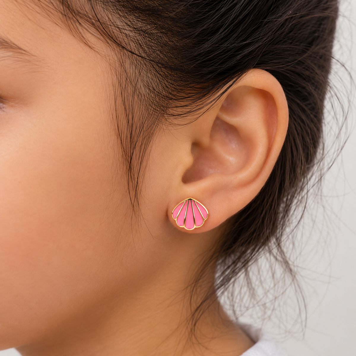 Pink Seashell Stud Earrings