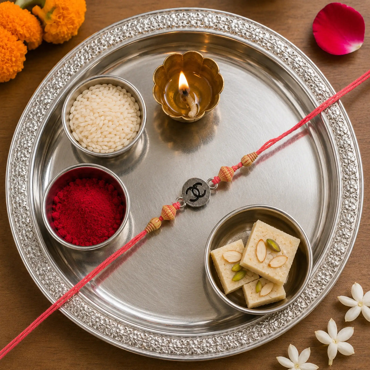 Twinklitz 925 Sterling Silver Interlocking C Rakhi