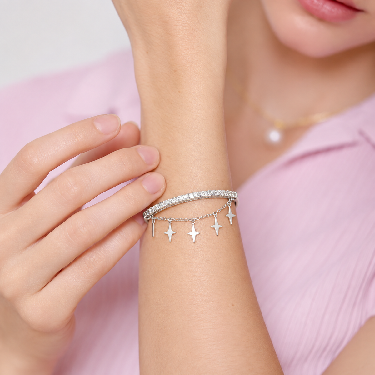 Starry Glow Crystal Bangle Bracelet