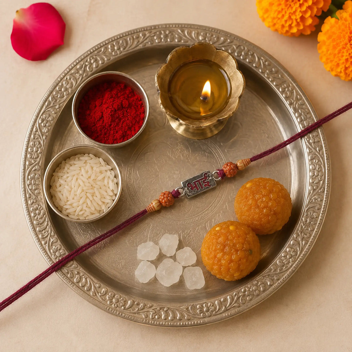 Twinklitz Classic Bhai Sterling Silver Rakhi