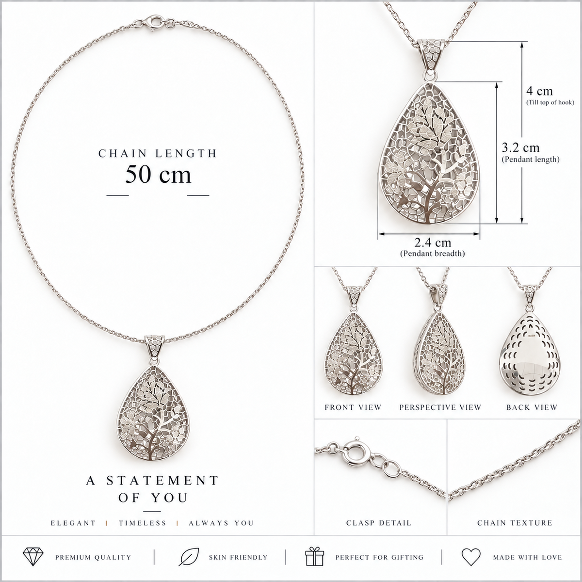 Silver Leaf Tree Pendant