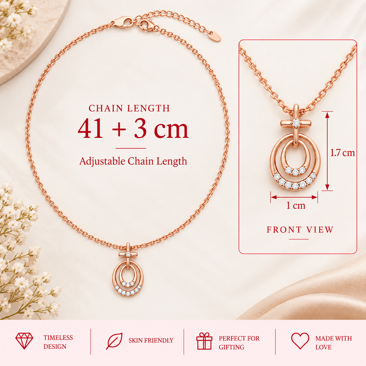 Rose Gold Orbit Pendant Necklace