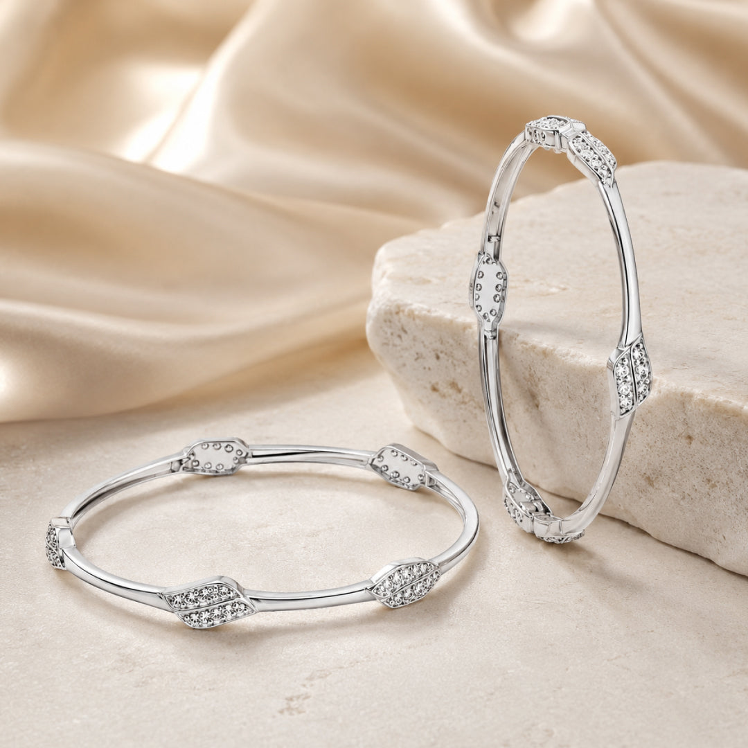 Twinklitz Sterling Silver Leaf Baby Bangles