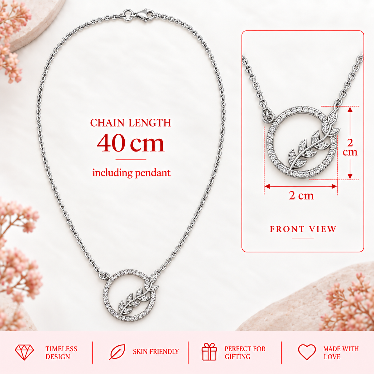 Silver Leaf Circle Necklace