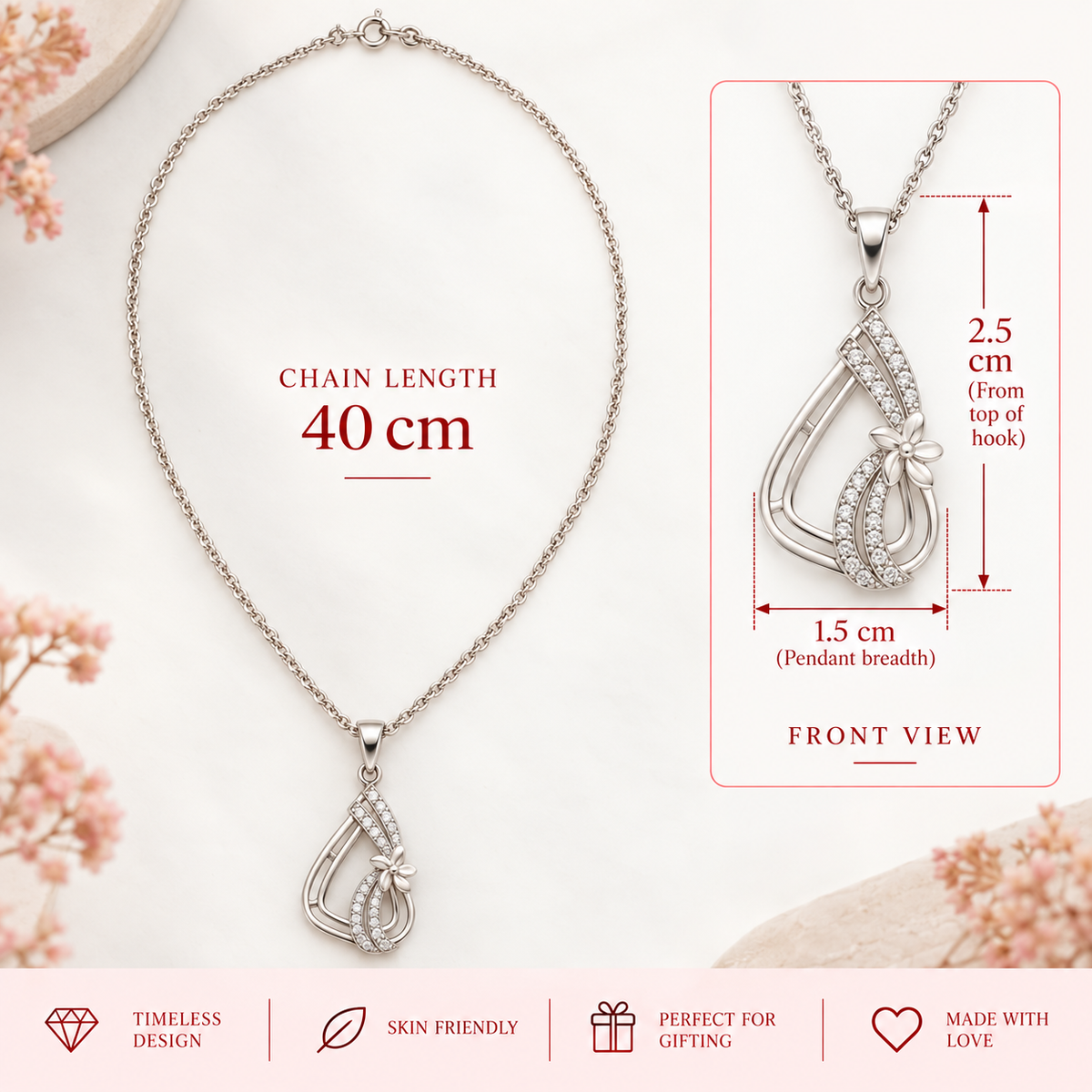 Floral Drop Pendant Necklace