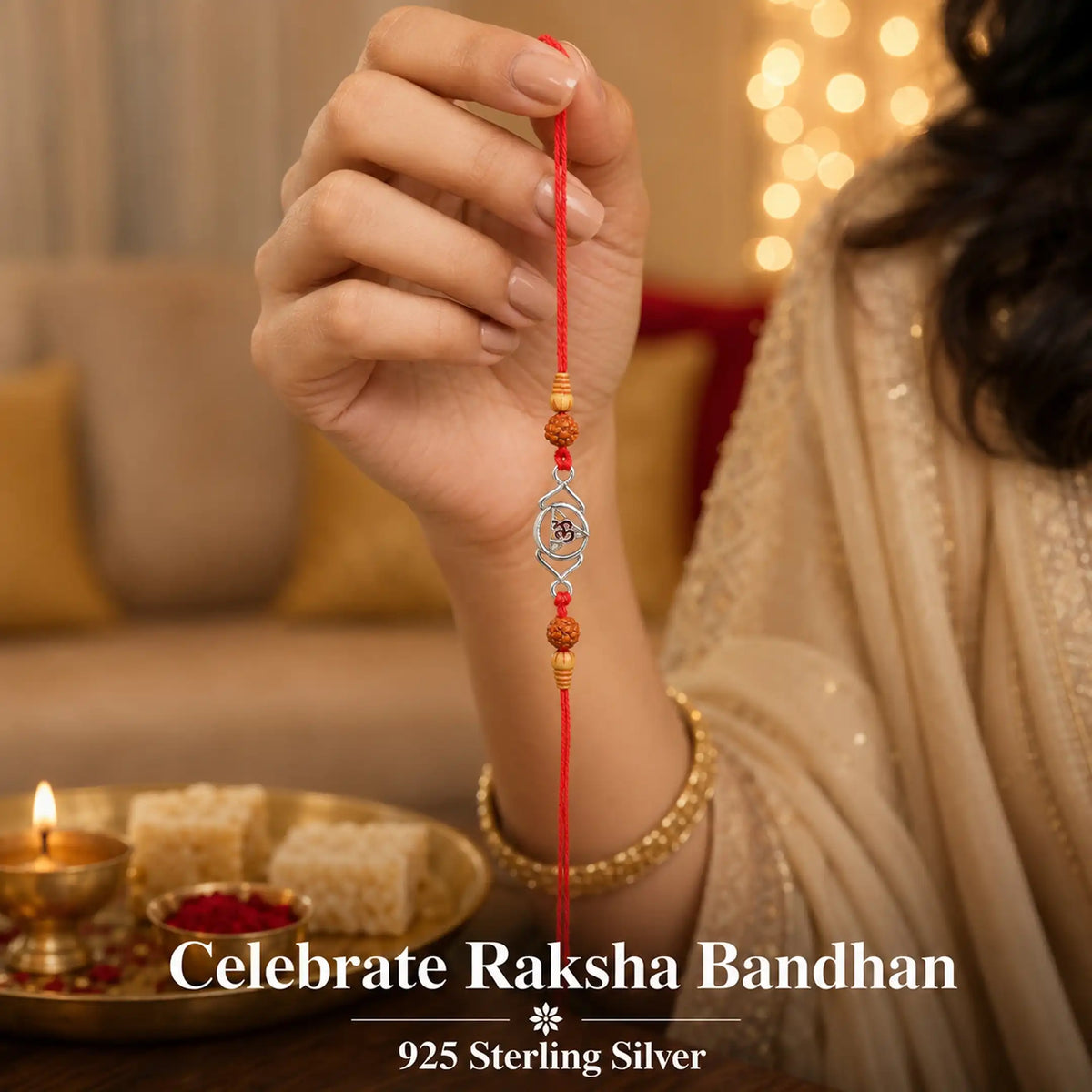 Twinklitz Designer 925 Sterling Silver Om Rakhi