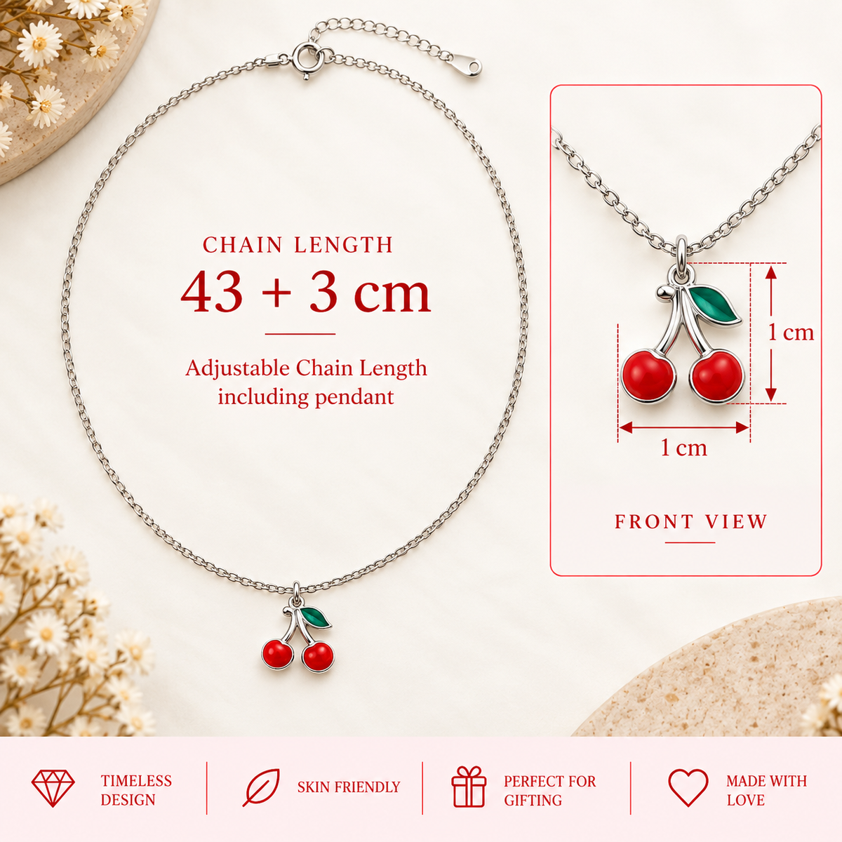 Cherry Charm Pendant Necklace