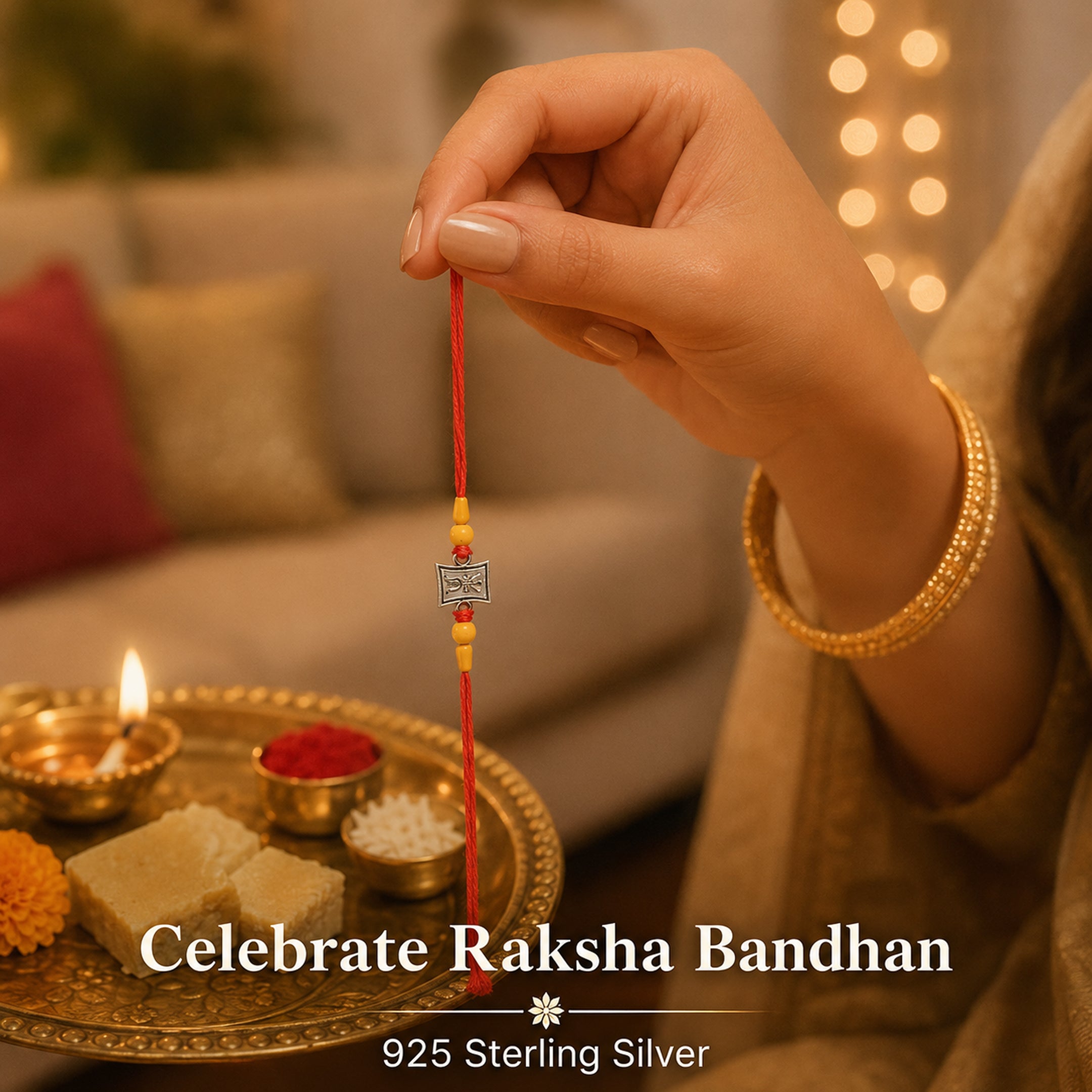 Twinklitz Spiritual Symbol Sterling Silver Rakhi