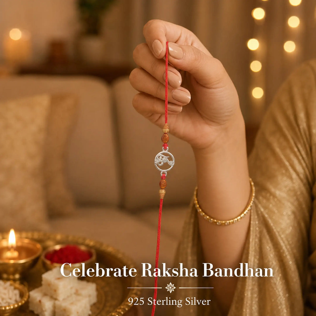 Twinklitz Om Symbol Sterling Silver Rakhi