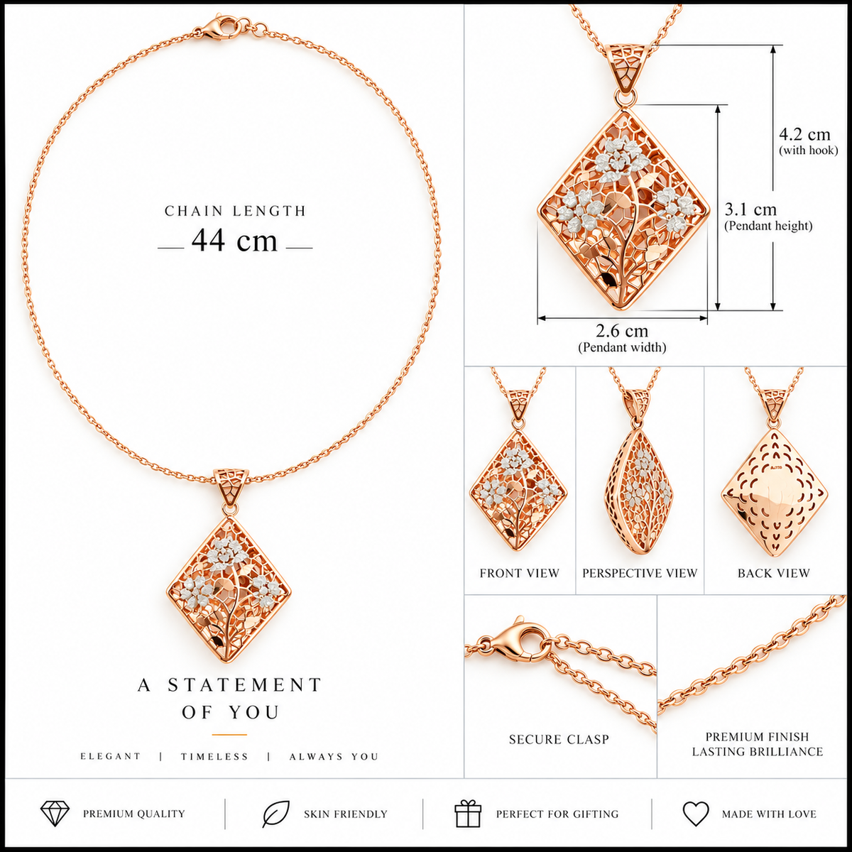 Floral Bloom Pendant Necklace