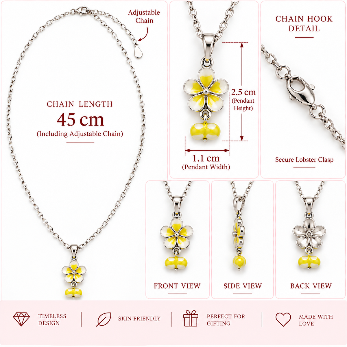 Yellow Flower Pendant Necklace