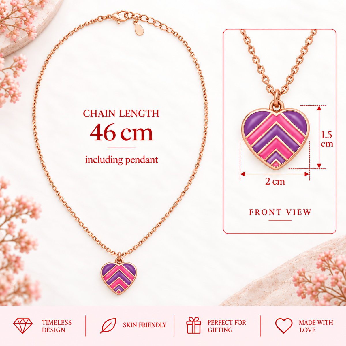 Vibrant Love Heart Pendant Necklace