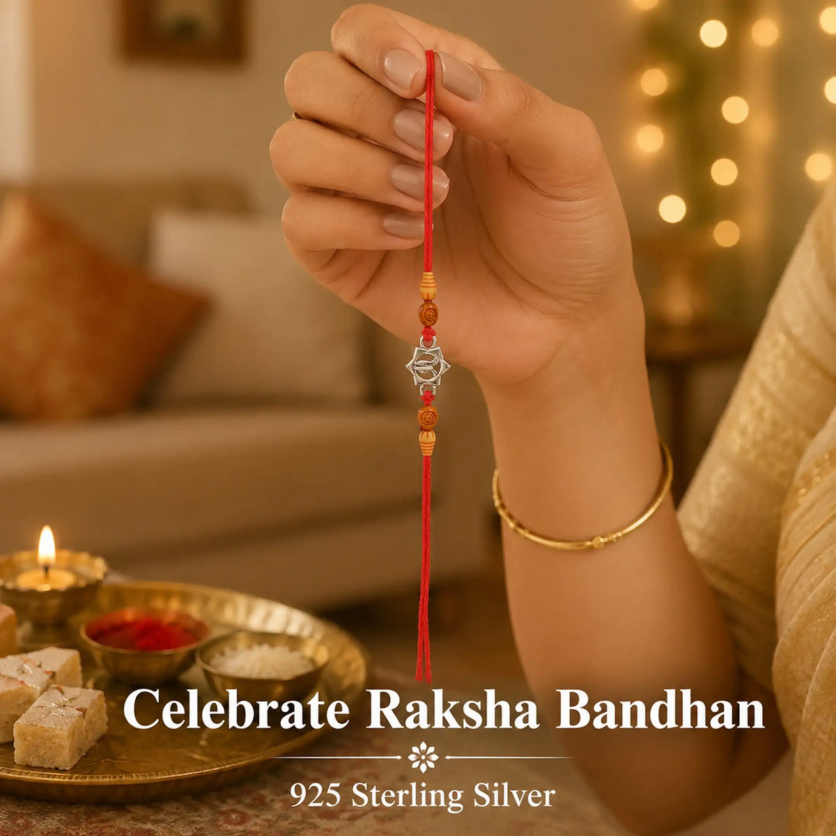 Twinklitz Radiant Sun 92.5 Sterling Silver Rakhi