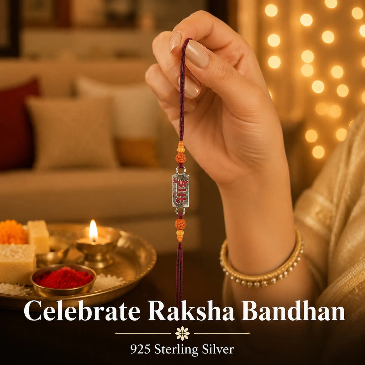 Twinklitz Classic Bhai Sterling Silver Rakhi