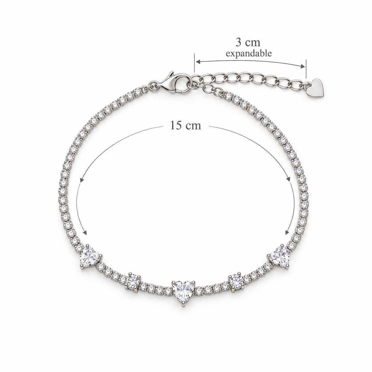 Sweetheart Crystal Tennis Bracelet