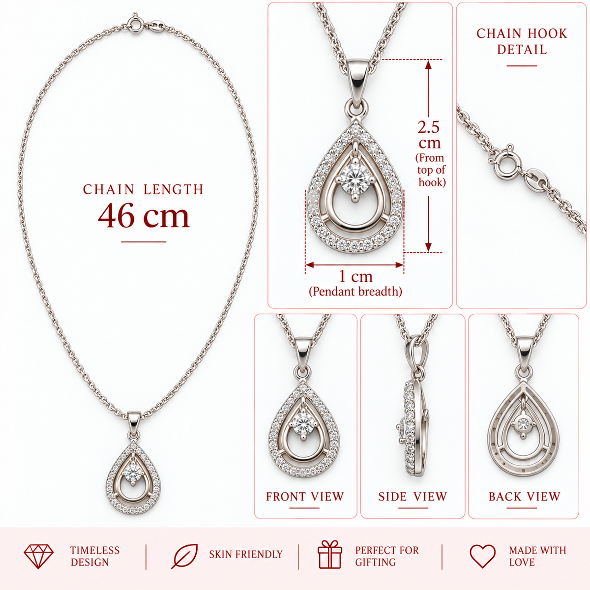 Layered Teardrop Pendant Necklace