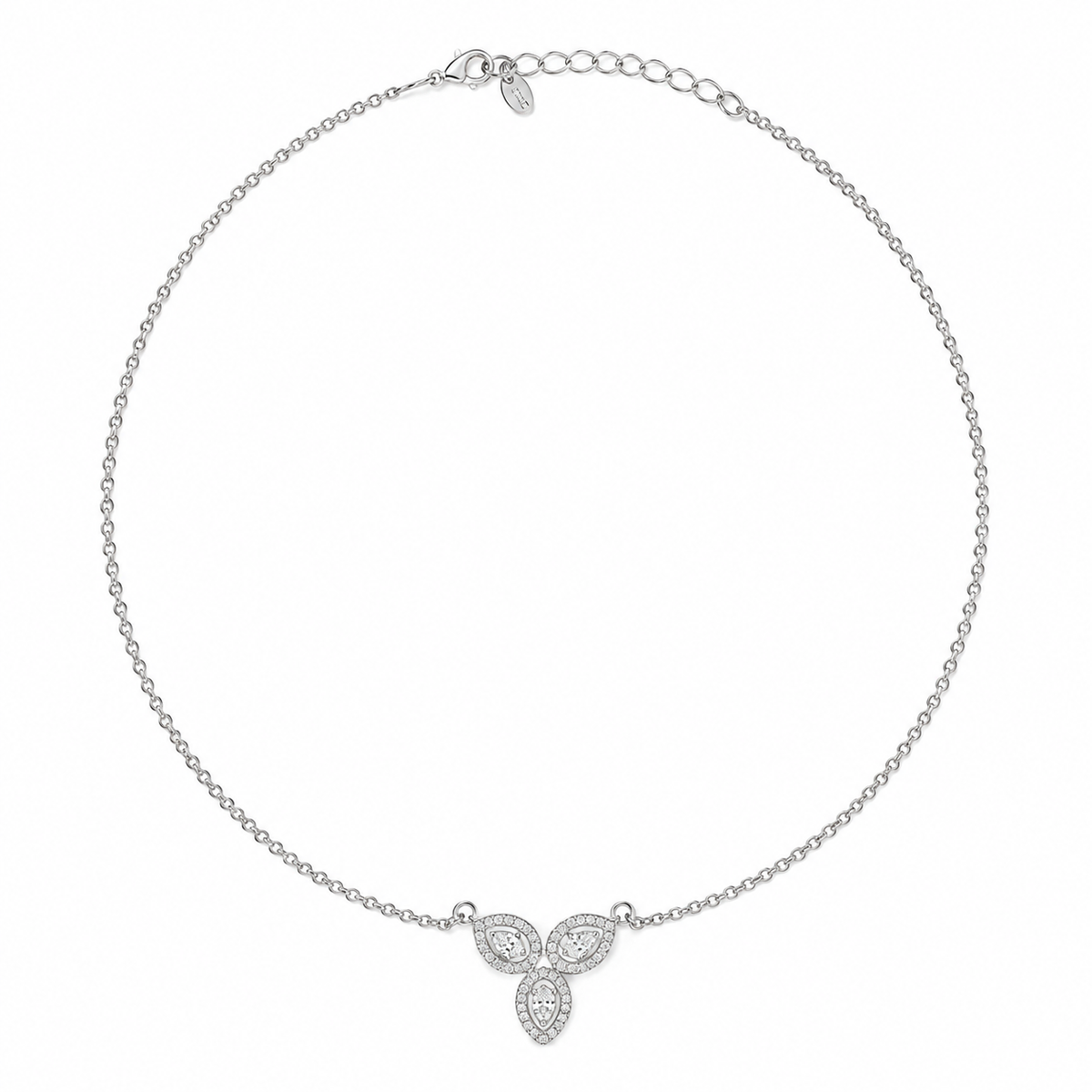 Silver Trinity  Crystal Necklace