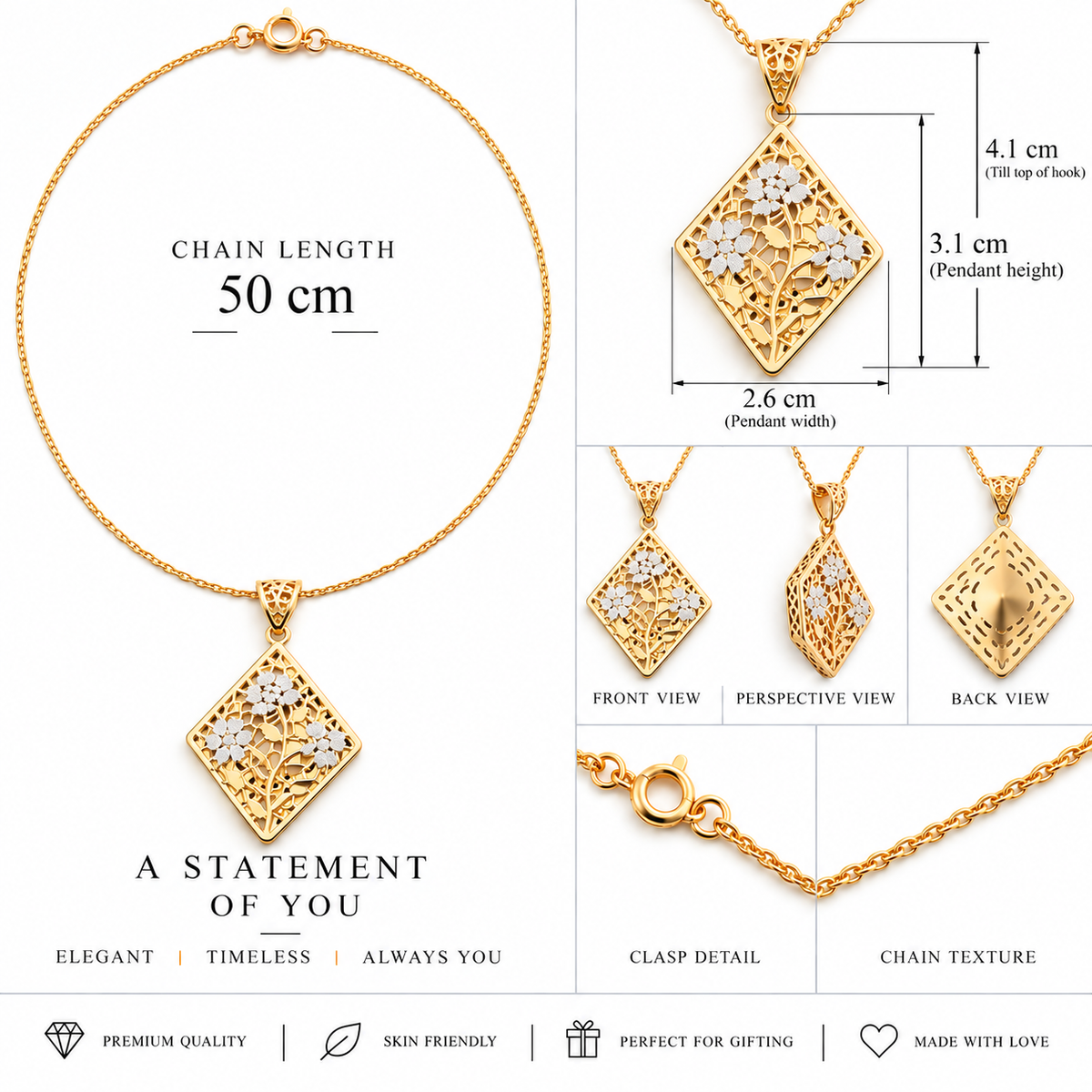 Golden Floral Diamond Necklace