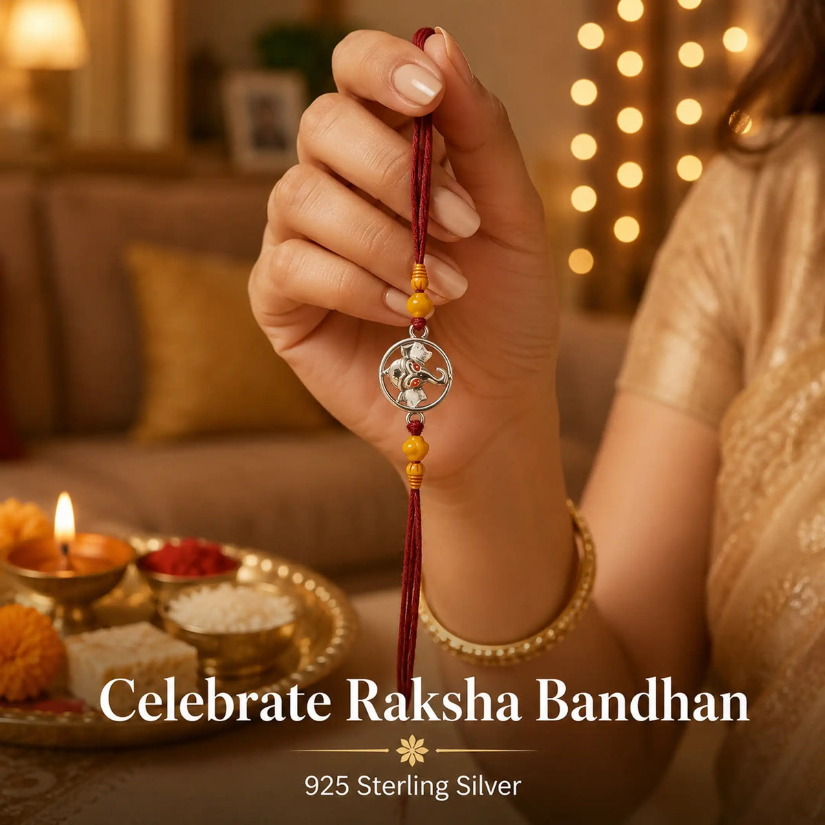 Twinklitz Ganpati 925 Sterling Silver Rakhi