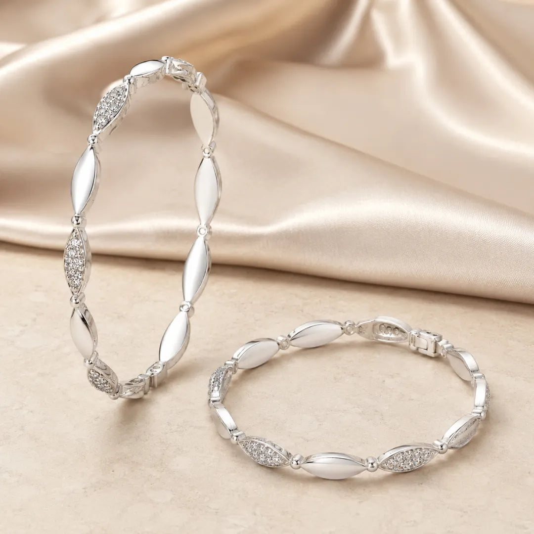 Twinklitz Sterling Silver All Leaf Baby Bangles